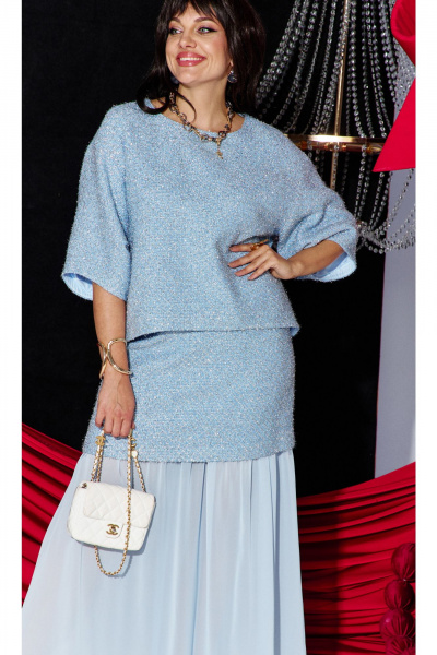 Блуза, юбка Vittoria Queen 27573 серебристо-голубой - фото 5