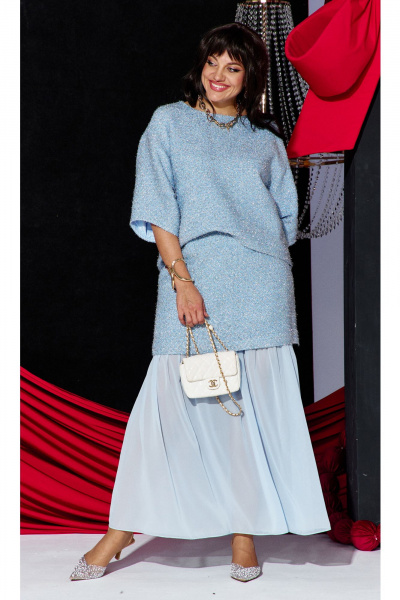 Блуза, юбка Vittoria Queen 27573 серебристо-голубой - фото 3