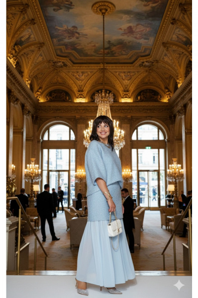 Блуза, юбка Vittoria Queen 27573 серебристо-голубой - фото 2