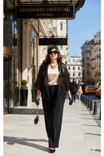 Блуза, брюки, жакет Vittoria Queen 27603 черно-золотой - фото 8