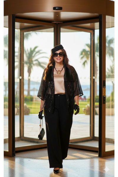 Блуза, брюки, жакет Vittoria Queen 27603 черно-золотой - фото 7