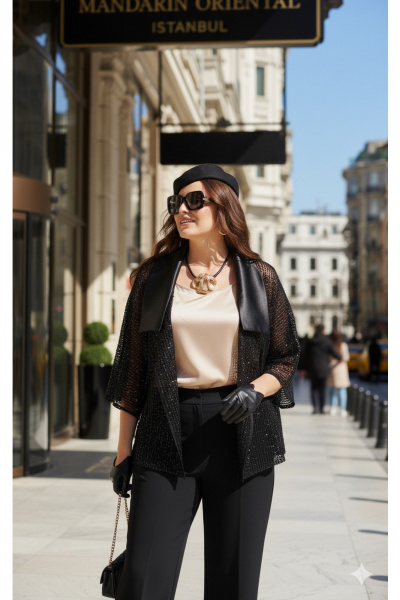 Блуза, брюки, жакет Vittoria Queen 27603 черно-золотой - фото 6