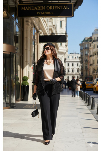 Блуза, брюки, жакет Vittoria Queen 27603 черно-золотой - фото 5