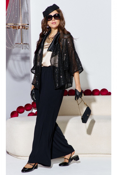Блуза, брюки, жакет Vittoria Queen 27603 черно-золотой - фото 1
