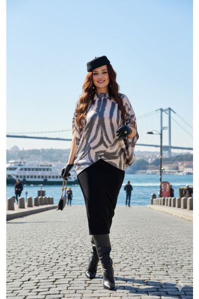 Блуза, юбка Vittoria Queen 27723 серо-розовый_черный - фото 6