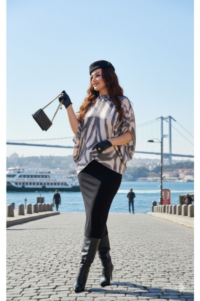 Блуза, юбка Vittoria Queen 27723 серо-розовый_черный - фото 5