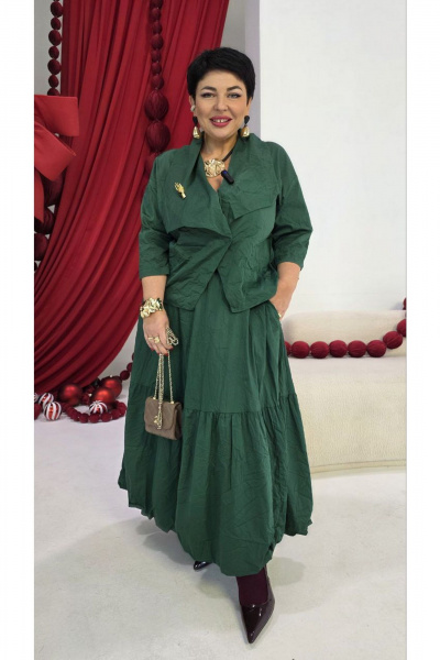 Жакет, юбка Vittoria Queen 27743 изумрудный - фото 11