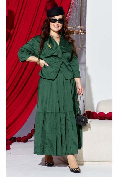 Жакет, юбка Vittoria Queen 27743 изумрудный - фото 9