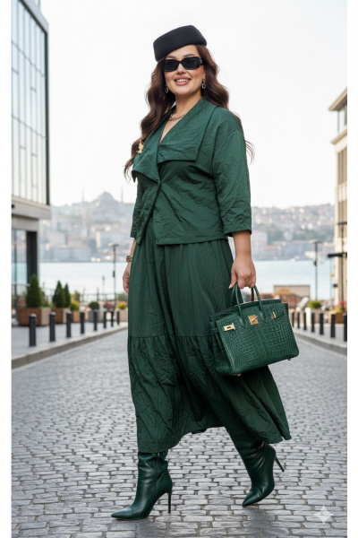 Жакет, юбка Vittoria Queen 27743 изумрудный - фото 8