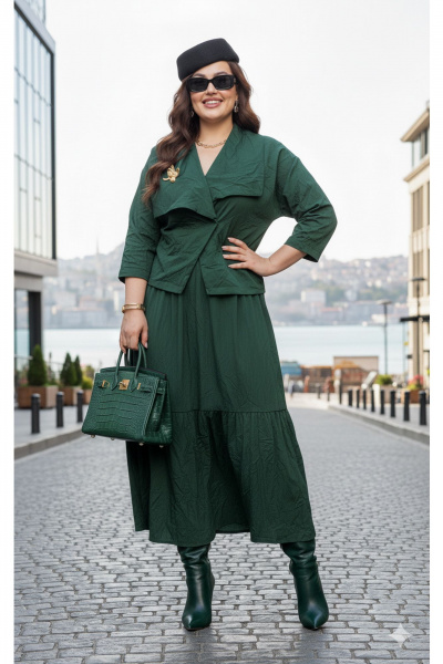 Жакет, юбка Vittoria Queen 27743 изумрудный - фото 7