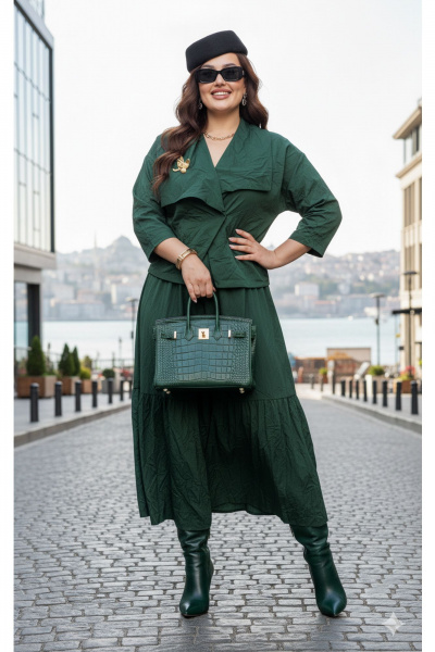 Жакет, юбка Vittoria Queen 27743 изумрудный - фото 6