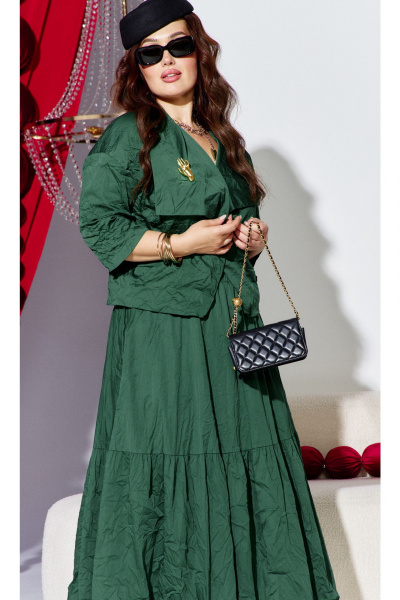 Жакет, юбка Vittoria Queen 27743 изумрудный - фото 4