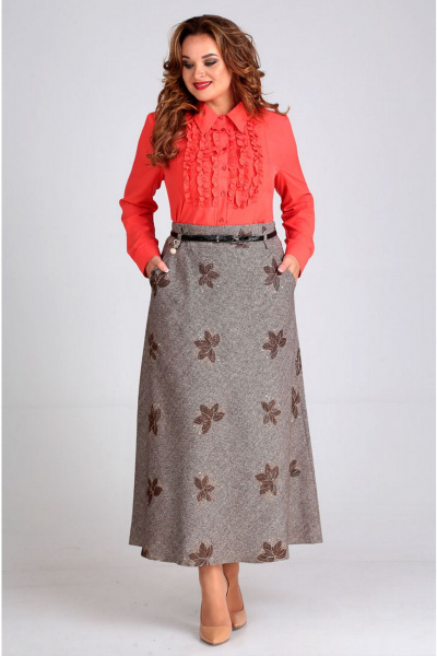 Юбка Таир-Гранд 6012 кофе_цветы - фото 1