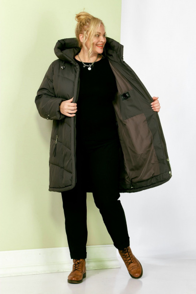Пальто Shetti 2204 серо-зеленый - фото 7