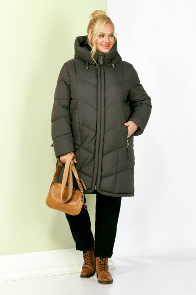 Пальто Shetti 2204 серо-зеленый - фото 5