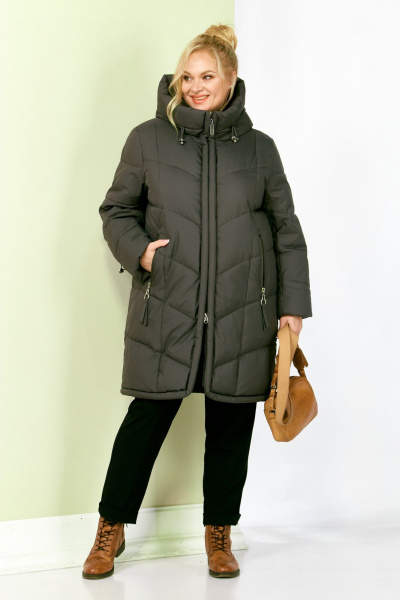 Пальто Shetti 2204 серо-зеленый - фото 3