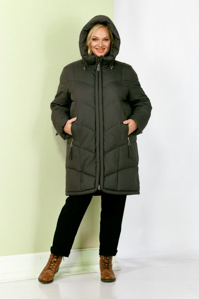 Пальто Shetti 2204 серо-зеленый - фото 2