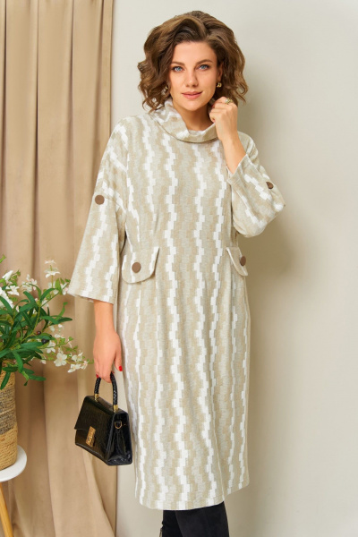 Платье VOLNA 1448 светло-бежевый - фото 2