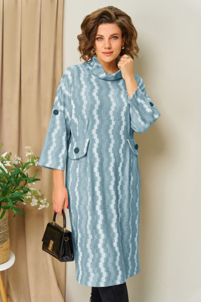 Платье VOLNA 1448 голубой - фото 2