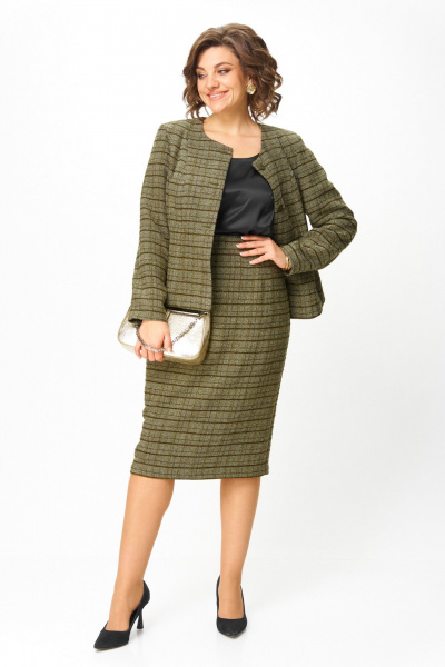 Жакет, юбка ANASTASIA MAK 1214а зеленый - фото 8