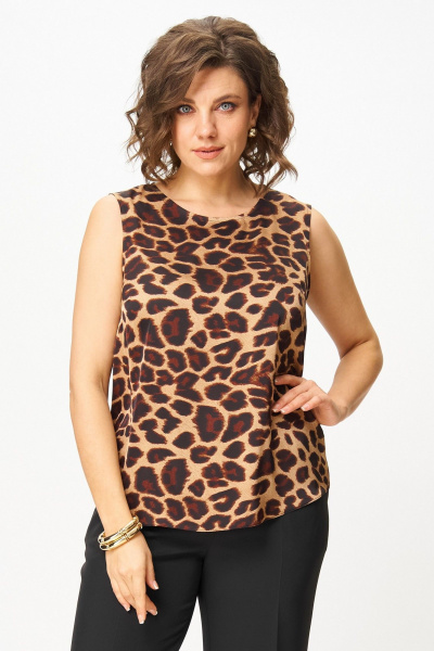 Блуза, брюки, жакет Vilena 1121 черный_леопард - фото 12