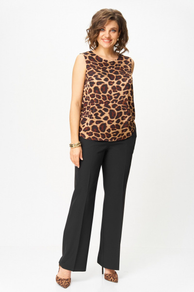 Блуза, брюки, жакет Vilena 1121 черный_леопард - фото 11