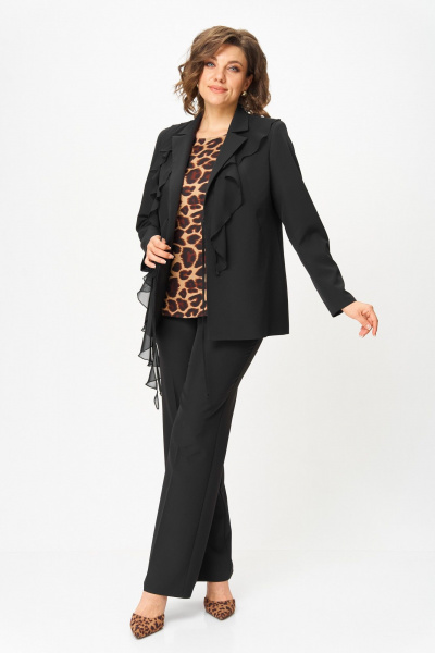 Блуза, брюки, жакет Vilena 1121 черный_леопард - фото 3