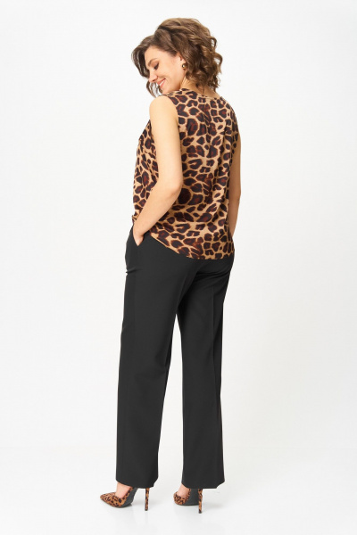 Блуза, брюки, жакет Vilena 1121 черный_леопард - фото 6