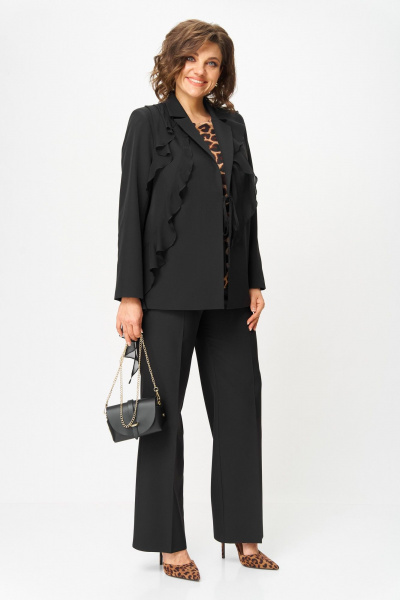 Блуза, брюки, жакет Vilena 1121 черный_леопард - фото 2