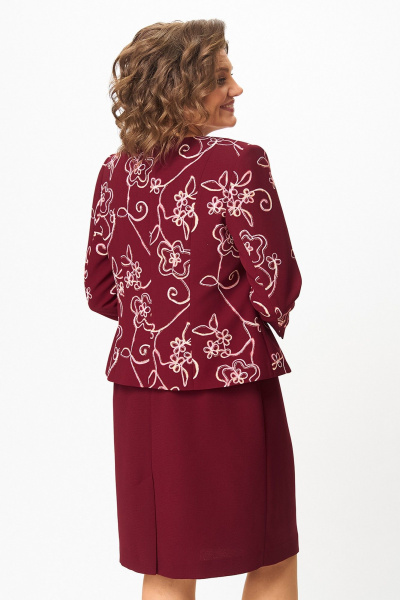 Жакет, платье Zlata 4460 бордовый_цветы - фото 6