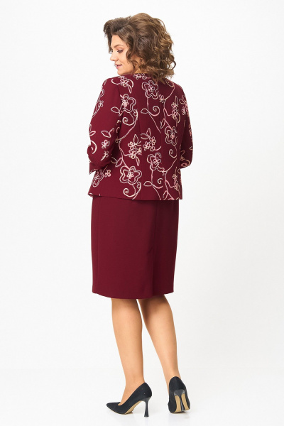 Жакет, платье Zlata 4460 бордовый_цветы - фото 4
