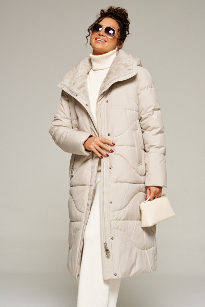 Пальто Beautiful&Free 8012 кремовый - фото 10