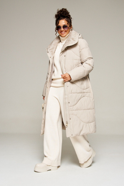 Пальто Beautiful&Free 8012 кремовый - фото 9