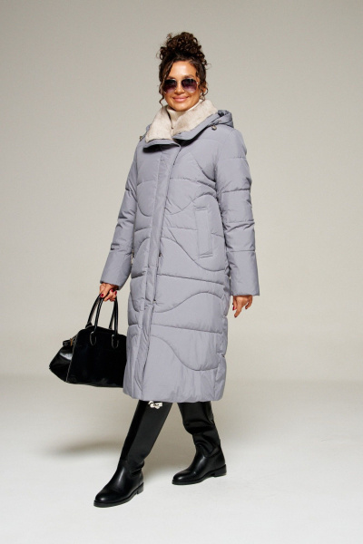 Пальто Beautiful&Free 8012 серый - фото 14