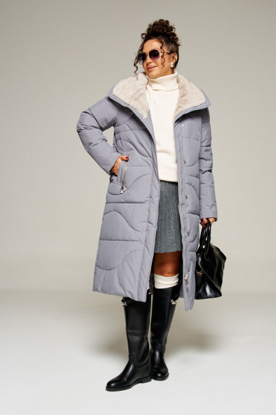 Пальто Beautiful&Free 8012 серый - фото 9