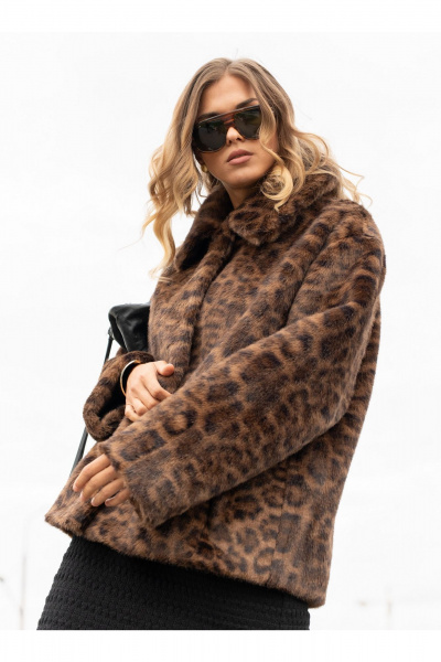 Пальто женское из искусственного меха SILVERSPICE S-2533 леопард SILVERSPICE S-2533 леопард - фото 1