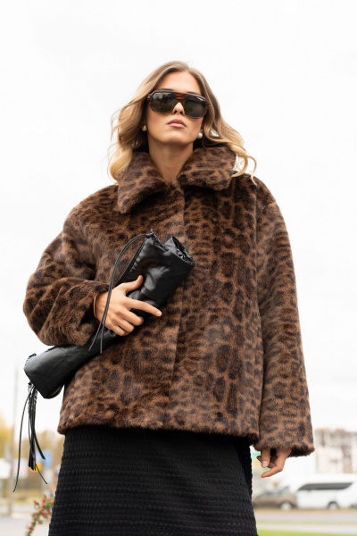 Пальто женское из искусственного меха SILVERSPICE S-2533 леопард SILVERSPICE S-2533 леопард - фото 2