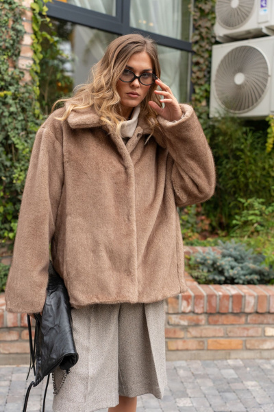 Пальто женское из искусственного меха SILVERSPICE S-2533 норка SILVERSPICE S-2533 норка - фото 7