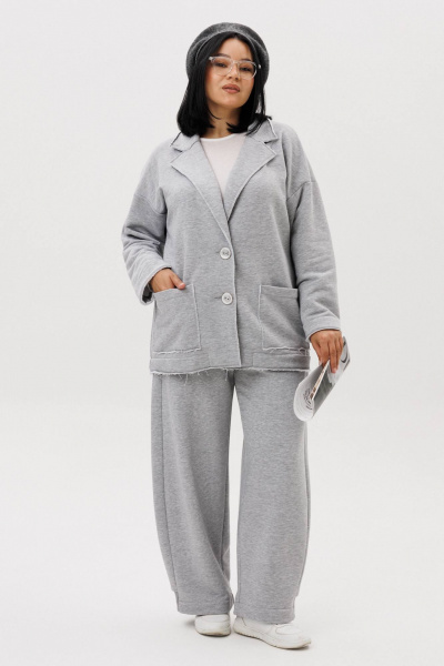 Брюки, жакет Anastasia 1299 серый_меланж - фото 9