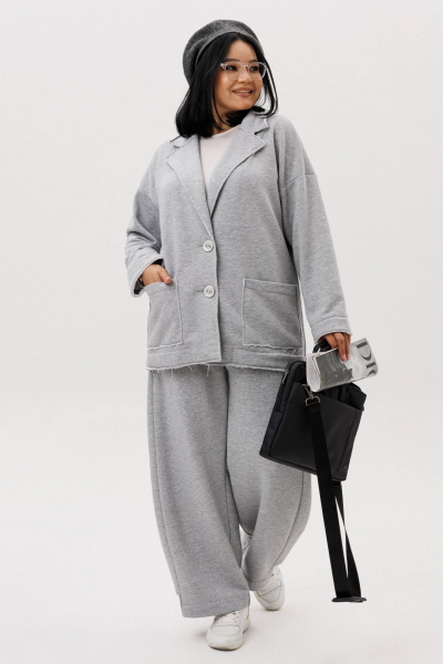 Брюки, жакет Anastasia 1299 серый_меланж - фото 8
