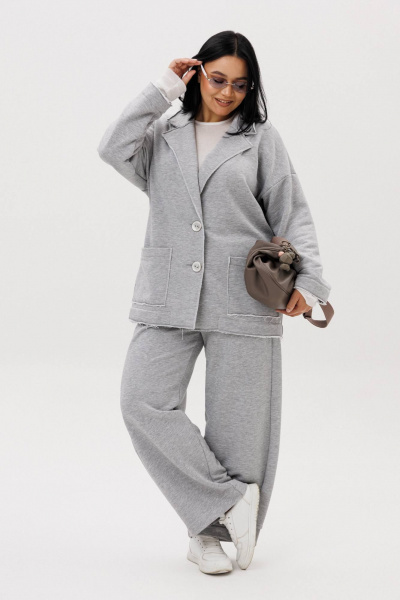 Брюки, жакет Anastasia 1299 серый_меланж - фото 1