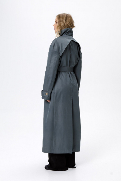 Тренч PiRS 6214 серо-бирюзовый - фото 5