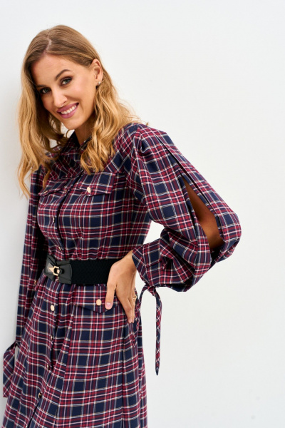 Платье Mars design 1049 клетка_сине-красная - фото 3