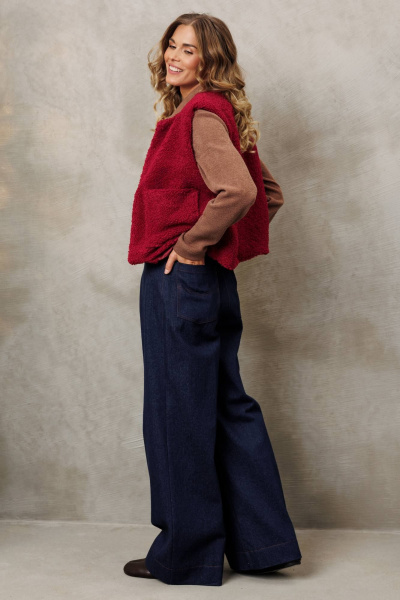 Брюки, жилет Gizart 5408/1 бордовый,  синий - фото 4