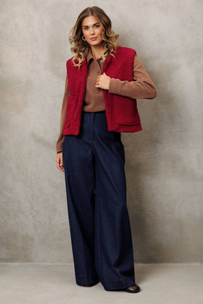 Брюки, жилет Gizart 5408/1 бордовый,  синий - фото 3