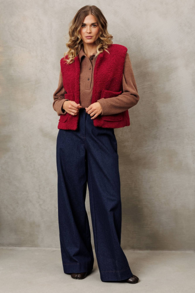 Брюки, жилет Gizart 5408/1 бордовый,  синий - фото 1