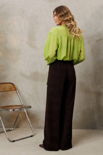 Блуза, брюки Gizart 5410 шоколадный,  салатовый - фото 5