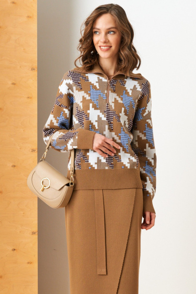 Джемпер Barbara Geratti С4837BG карамель/голубой - фото 1