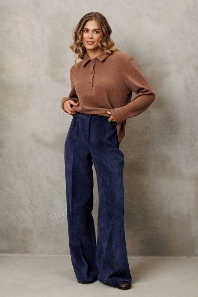 Брюки, джемпер Gizart 5412 капучино,  синий - фото 2