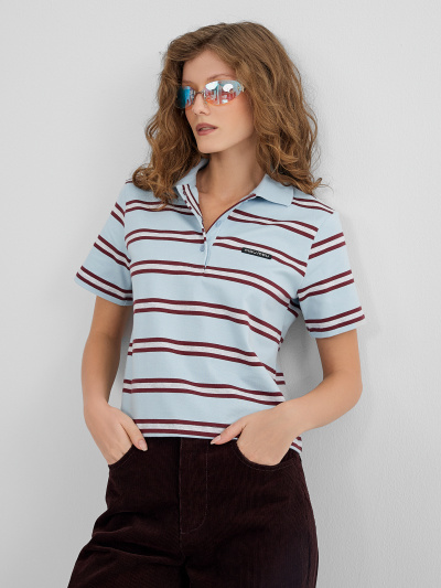 Майка Mark Formelle 112900/24-33421ПП-5 бордово_голубая_полоска_1_сл_термотрансфер_на_поло - фото 9